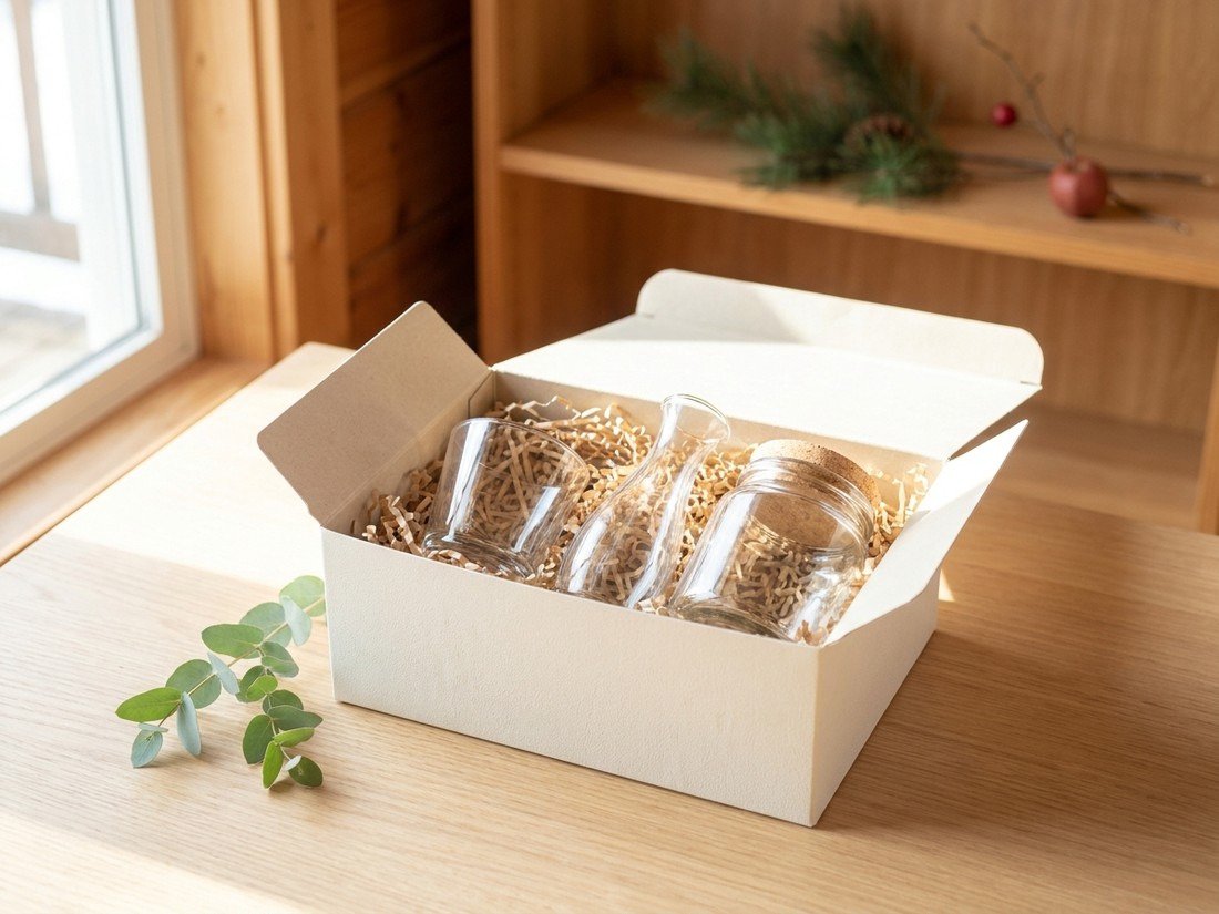 An open glass gift box